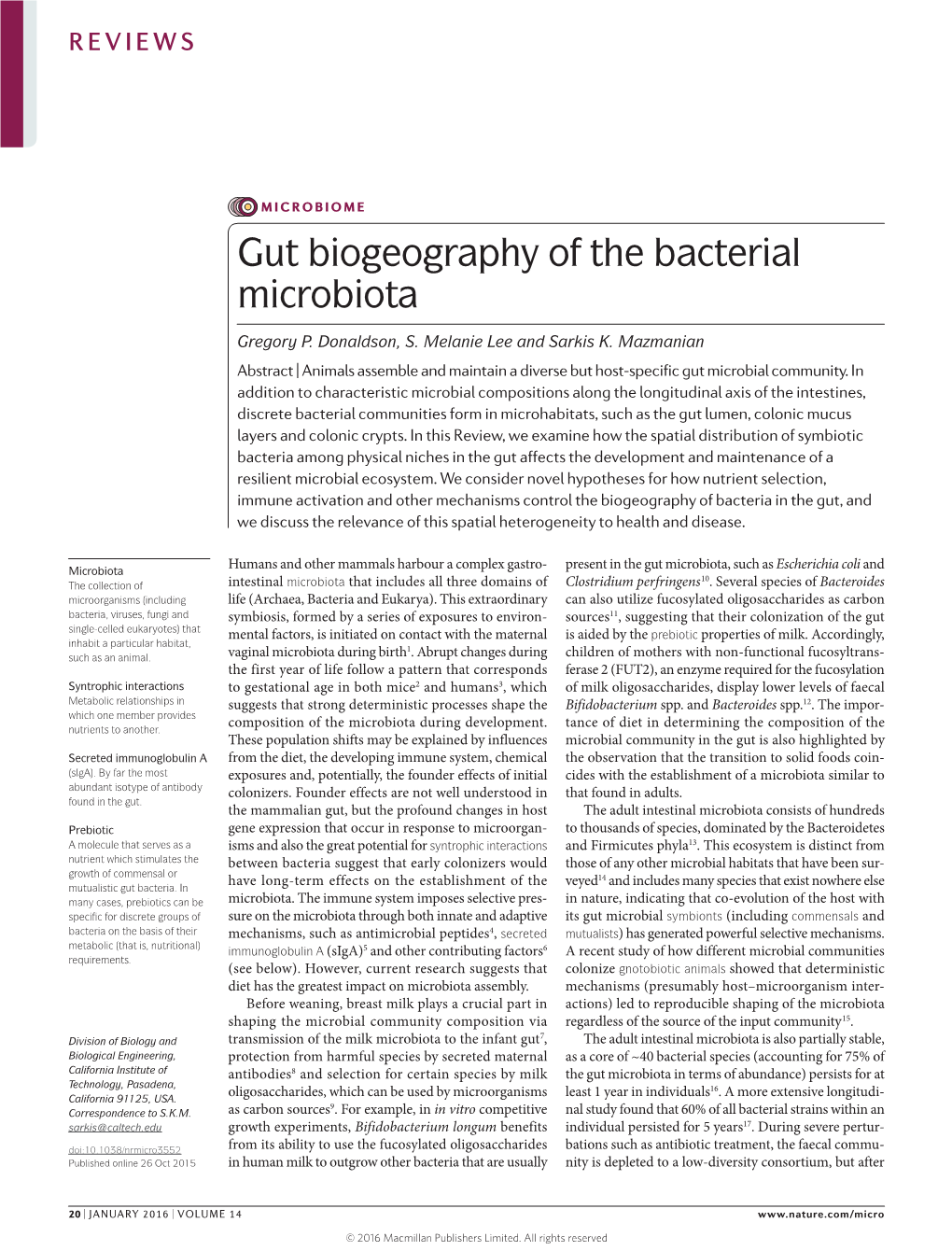 Gut Biogeography of the Bacterial Microbiota