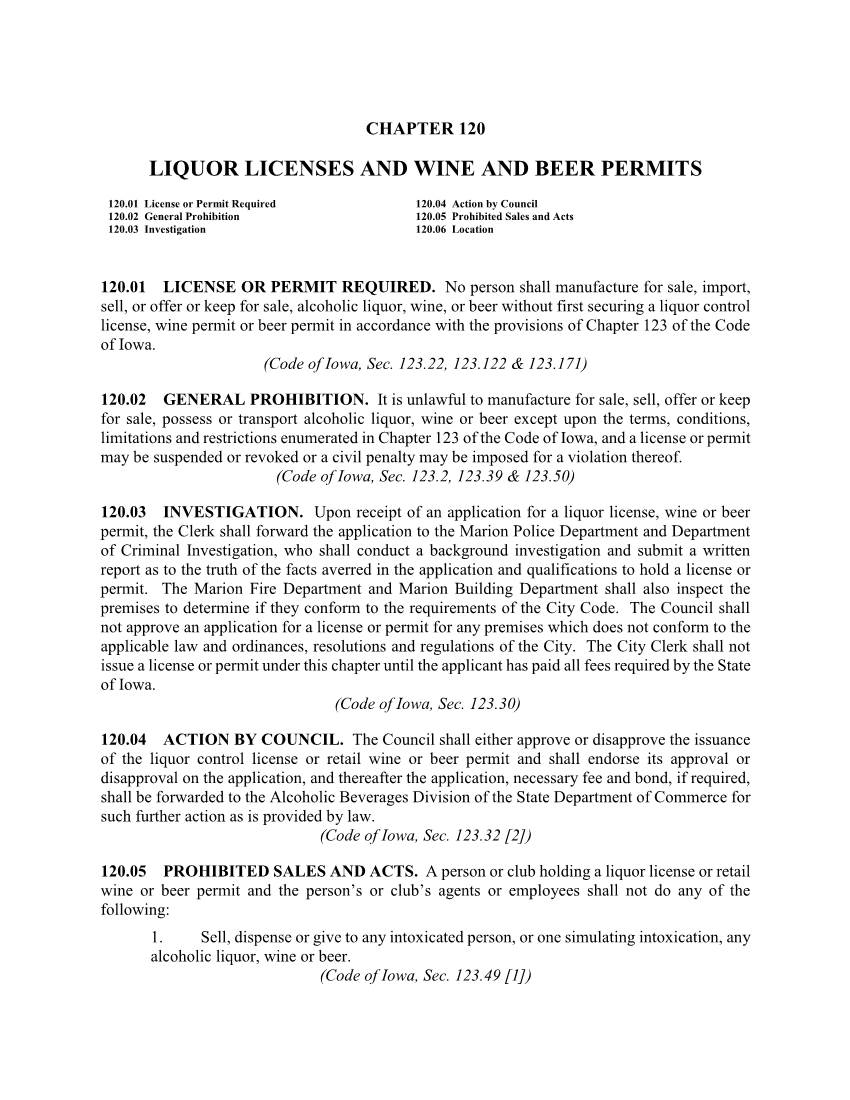 Liquor Licenses and Wine and Beer Permits