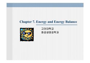 Chapter 7. Energy and Energy Balance