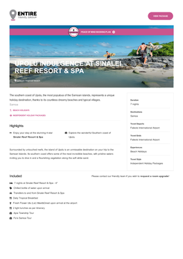 Upolu Indulgence at Sinalei Reef Resort &