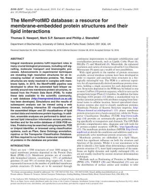 A Resource for Membrane-Embedded Protein Structures and Their Lipid Interactions