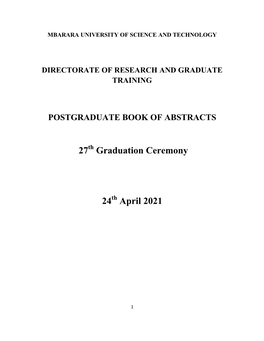 Postgraduate Graduation Book of Abstracts