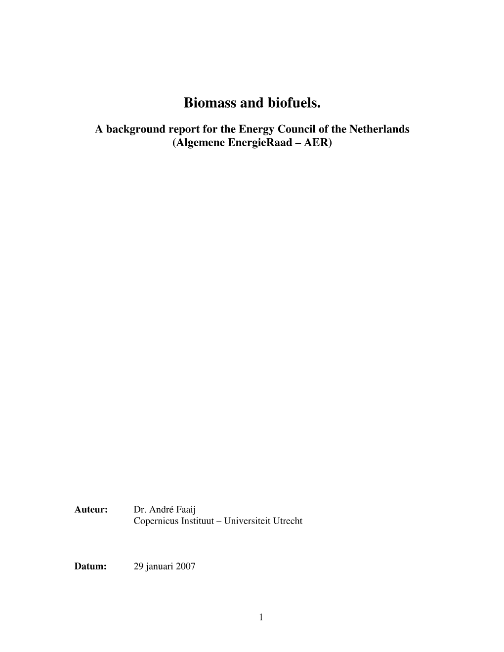 Biomass and Biofuels