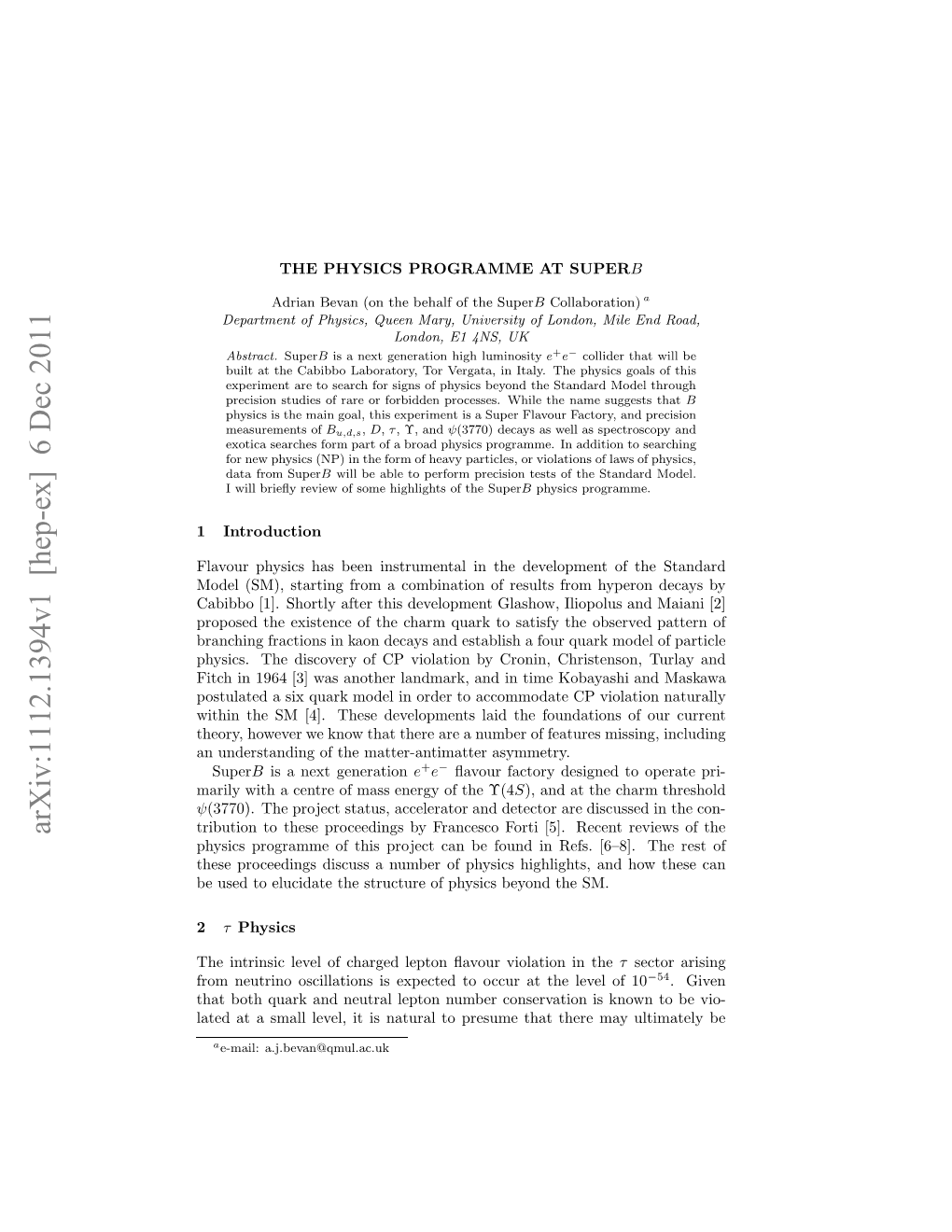 Arxiv:1112.1394V1 [Hep-Ex] 6 Dec 2011 Ihntes 4.Teedvlpet Adtefudtoso U Curr Our of Asymmetry