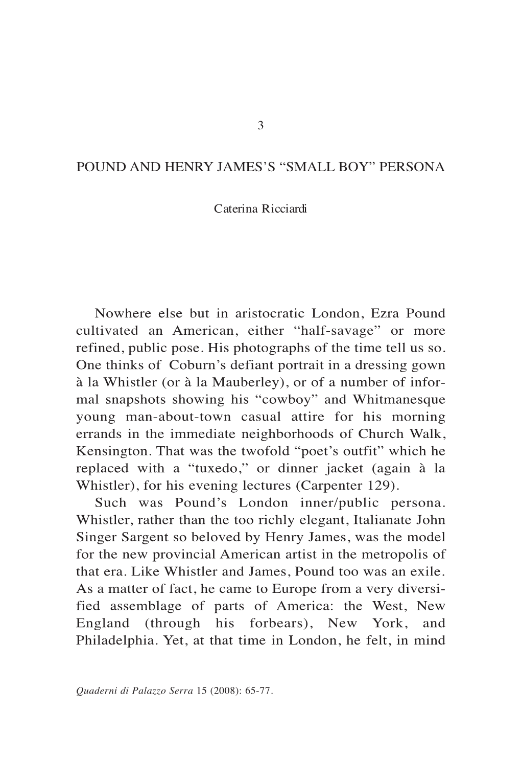 Pound and Henry James's