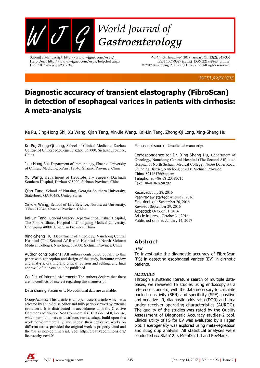 In Detection of Esophageal Varices in Patients with Cirrhosis: a Meta-Analysis