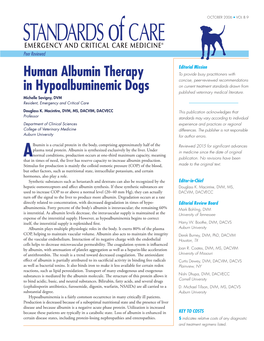 Human Albumin Therapy in Hypoalbuminemic Dogs