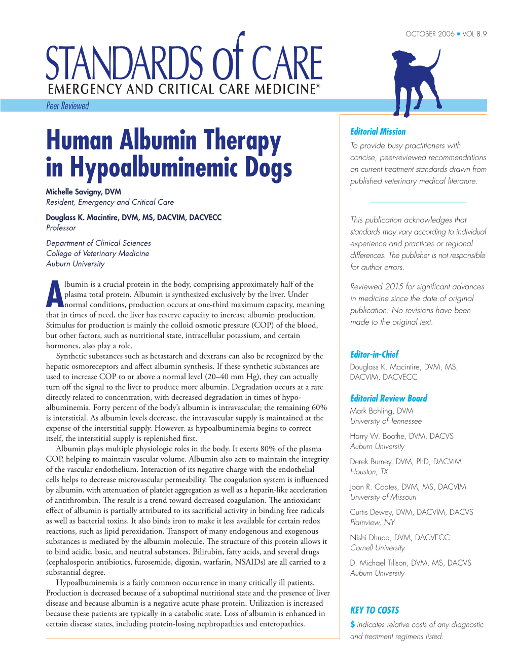 Human Albumin Therapy in Hypoalbuminemic Dogs