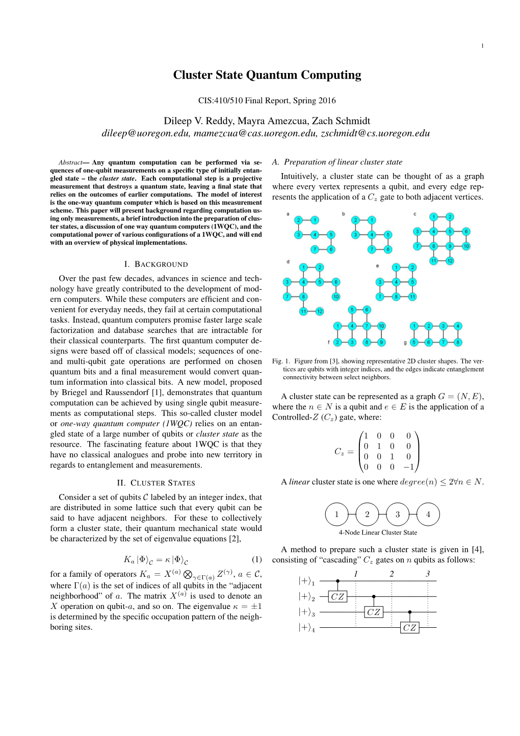 Cluster State Quantum Computing