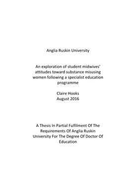 Anglia Ruskin University an Exploration of Student Midwives