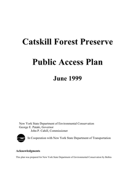 Catskill Forest Preserve Public Access Plan
