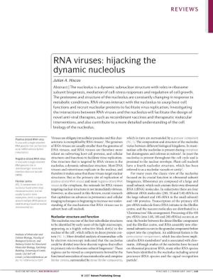 RNA Viruses: Hijacking the Dynamic Nucleolus
