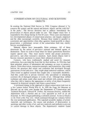 Conservation of Cultural and Scientific Objects