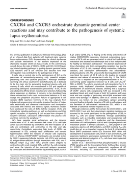 CXCR4 and CXCR5 Orchestrate Dynamic Germinal Center Reactions and May Contribute to the Pathogenesis of Systemic Lupus Erythematosus