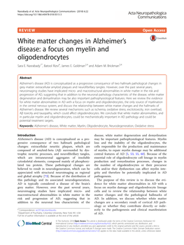 White Matter Changes in Alzheimer's Disease: a Focus on Myelin And