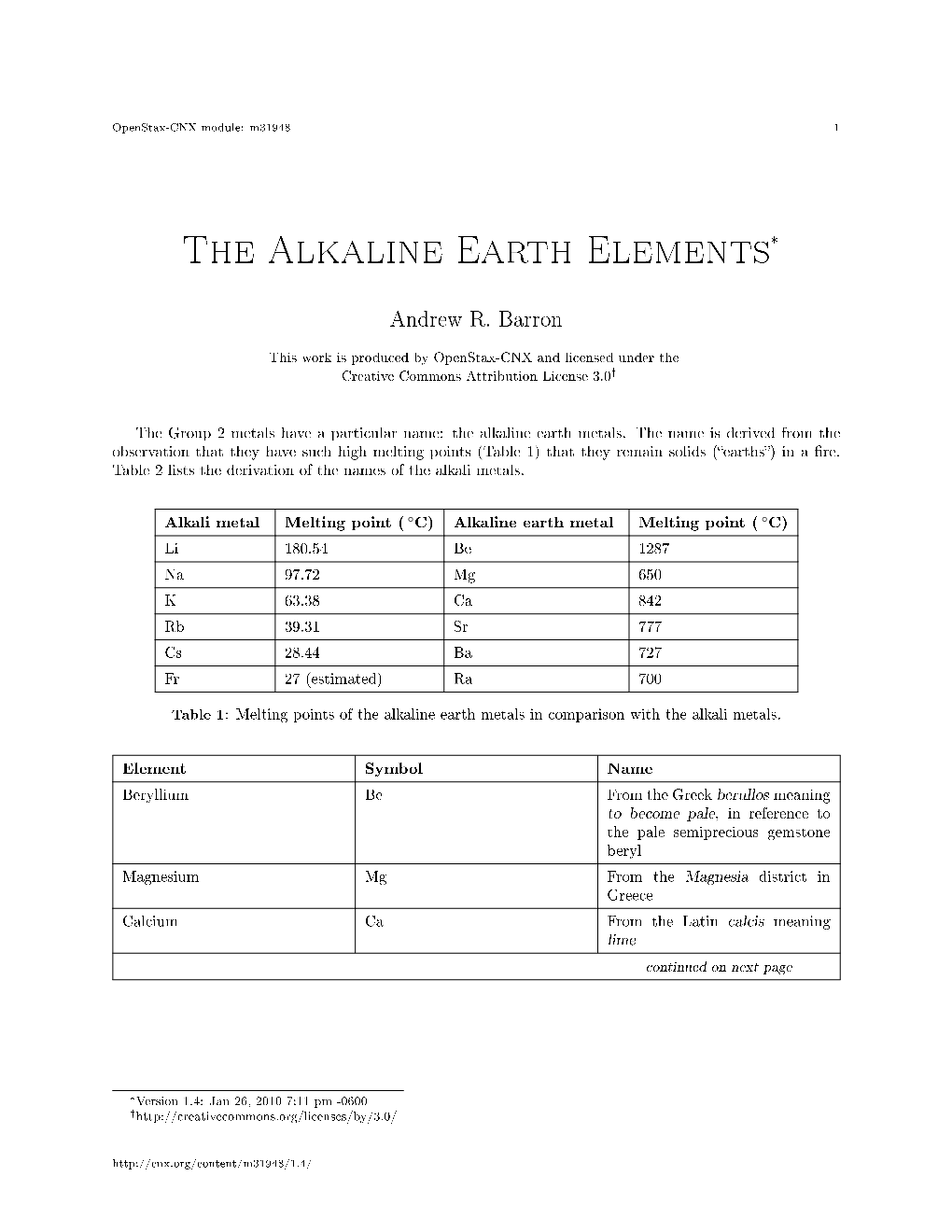 The Alkaline Earth Elements*