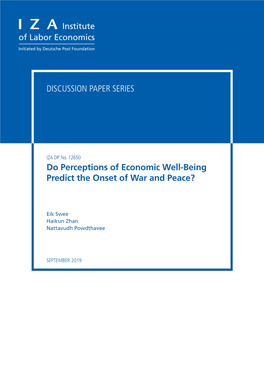 Do Perceptions of Economic Well-Being Predict the Onset of War and Peace?