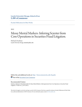 Messy Mental Markers: Inferring Scienter from Core Operations in Securities Fraud Litigation