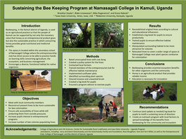 Sustaining the Bee Keeping Program at Namasagali College in Kamuli
