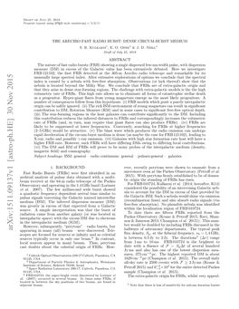 The Arecibo Fast Radio Burst: Dense Circum-Burst Medium S