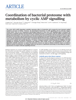 Coordination of Bacterial Proteome with Metabolism by Cyclic AMP Signalling