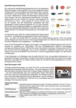 Opel Motorsport-Geschichte Die Ruhmreiche Opel