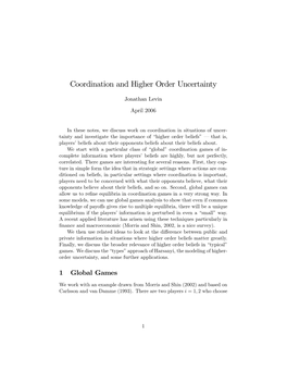 Coordination and Higher Order Uncertainty
