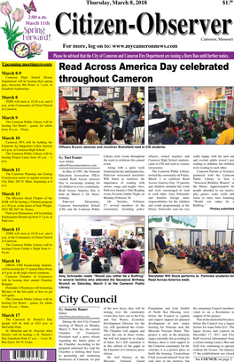 Read Across America Day Celebrated Throughout Cameron City Council