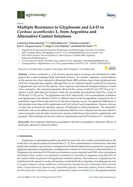 Multiple Resistance to Glyphosate and 2,4-D in Carduus Acanthoides L