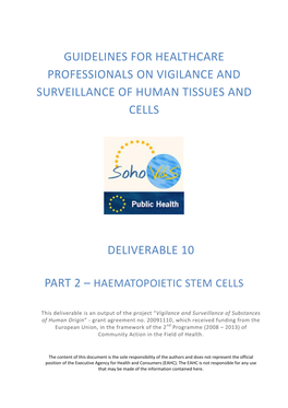 Guidelines for Healthcare Professionals on Vigilance and Surveillance of Human Tissues and Cells