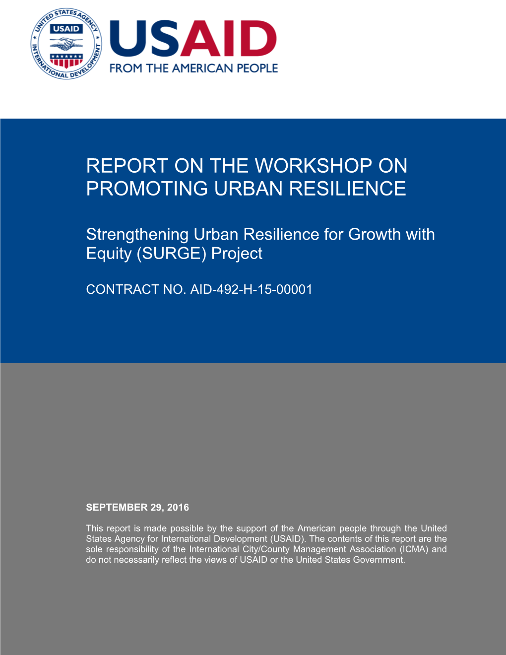 Report on the Workshop on Promoting Urban Resilience