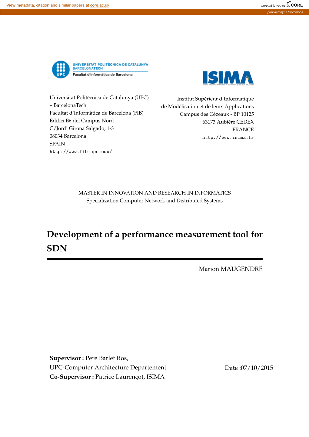 Development of a Performance Measurement Tool for SDN