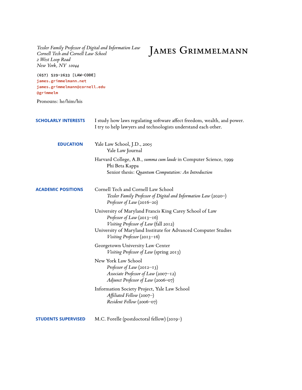 James Grimmelmann CV