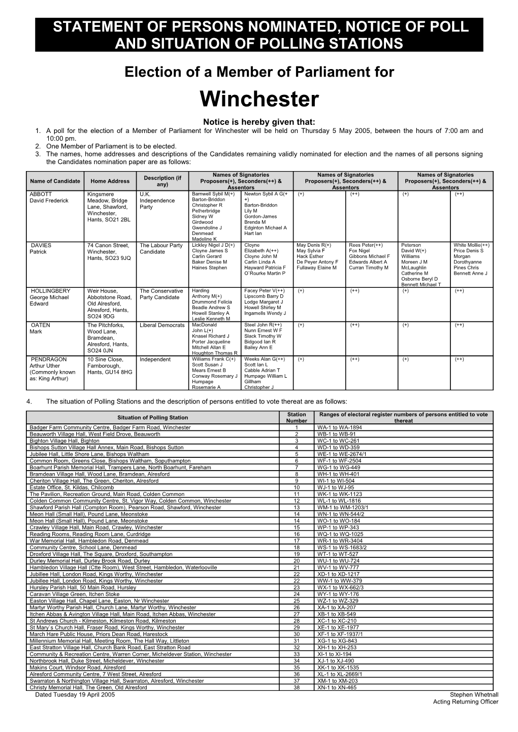 Statement of Persons Nominated & Notice of Poll & Situation of Polling Stations s1