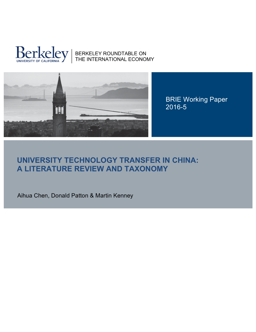 University Technology Transfer in China: a Literature Review and Taxonomy