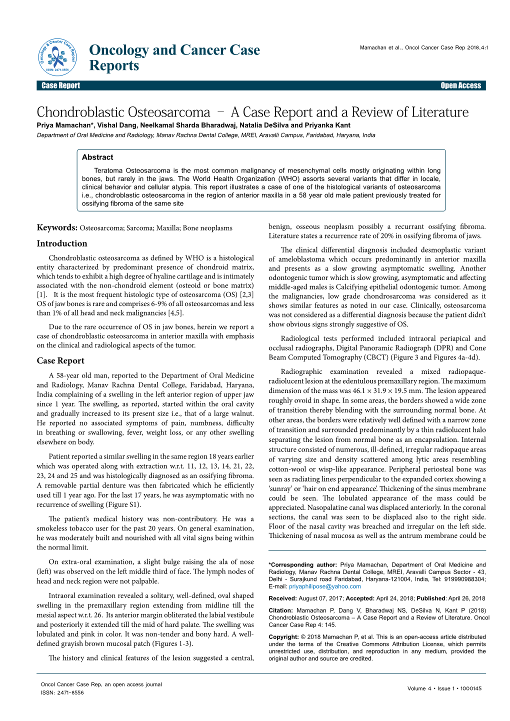 Chondroblastic Osteosarcoma