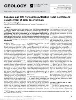 Exposure-Age Data from Across Antarctica Reveal Mid-Miocene Establishment of Polar Desert Climate