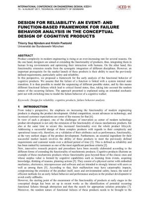 Design for Reliability: an Event- and Function-Based Framework for Failure Behavior Analysis in the Conceptual Design of Cognitive Products