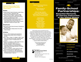 Family-School Partnerships: Essential Elements of Literacy Instruction In