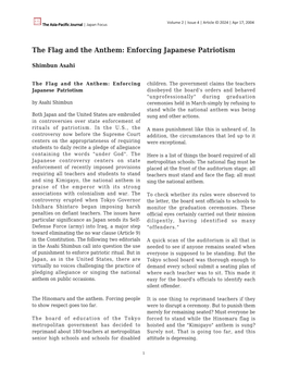 The Flag and the Anthem: Enforcing Japanese Patriotism