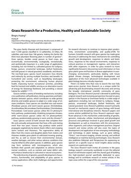Grass Research for a Productive, Healthy and Sustainable Society