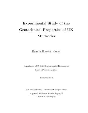 Experimental Study of the Geotechnical Properties of UK Mudrocks