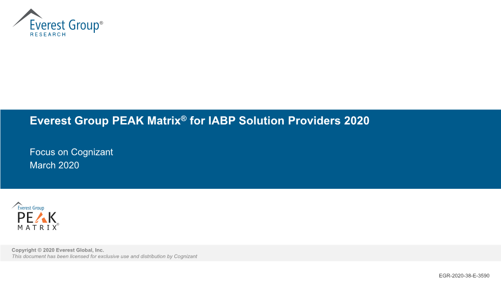 Cognizant—Everest Group PEAK Matrix: IABP Solution Providers 2020