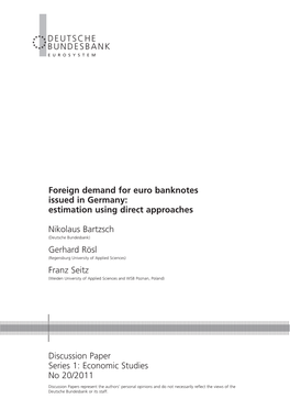 Foreign Demand for Euro Banknotes Issued in Germany: Estimation Using Direct Approaches