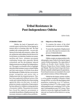 Tribal Resistance in Post-Independence Odisha