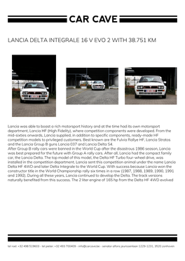 Lancia Delta Integrale 16 V Evo 2 with 38.751 Km