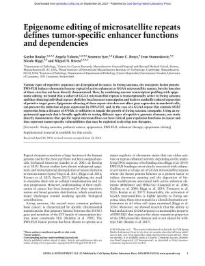 Epigenome Editing of Microsatellite Repeats Defines Tumor-Specific Enhancer Functions and Dependencies