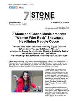 Women Who Rock" Showcase Headlining Maggie Cocco