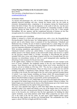 Urban Planning of Isfahan in the Seventeenth Century Reza Abouei the University of Sheffield School of Architecture Rezaabouei@Shef.Ac.Uk