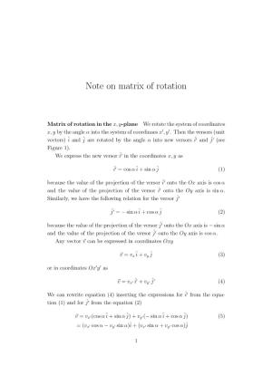 Note on Matrix of Rotation